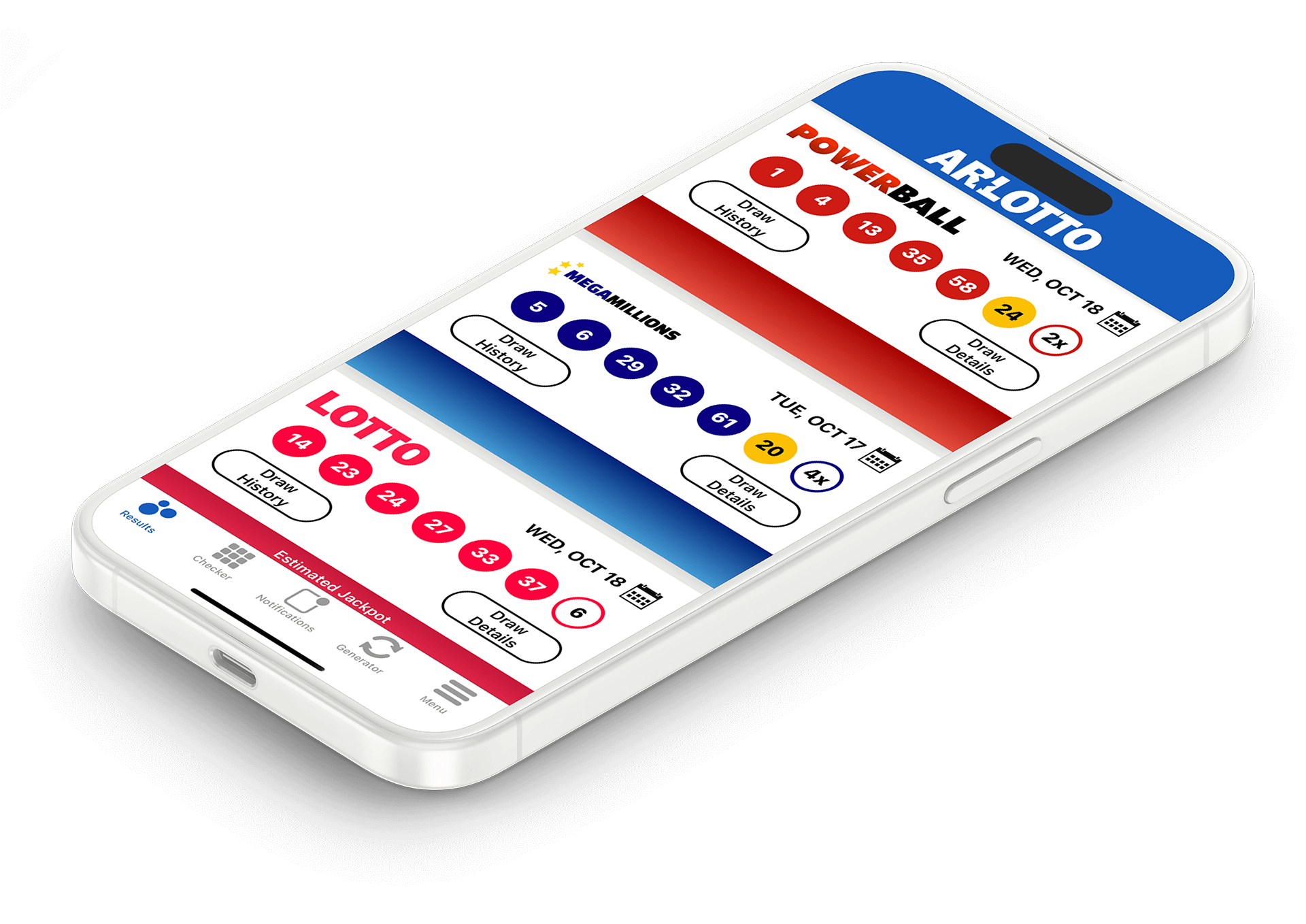 Image of the Arkansas Lottery Results app on iOS