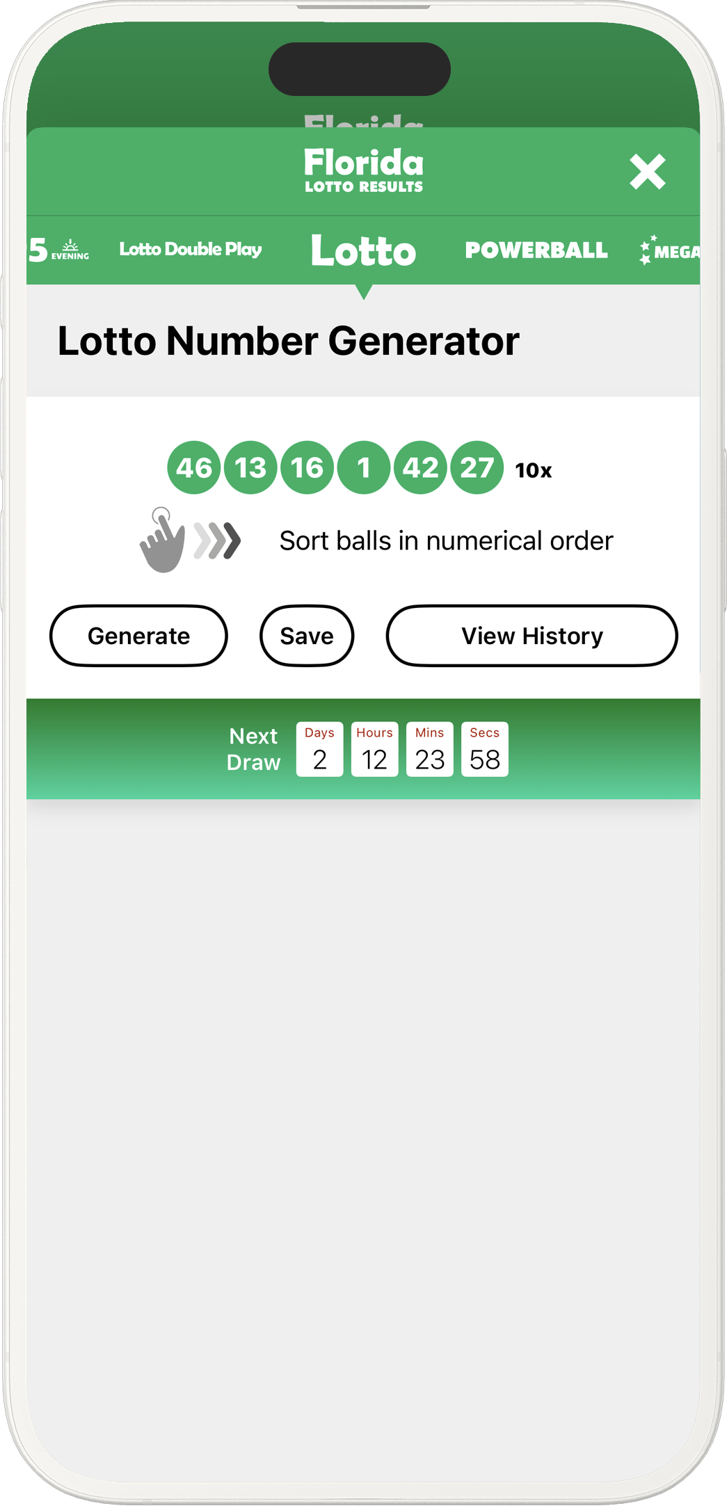 An image showing the Florida app generator screen