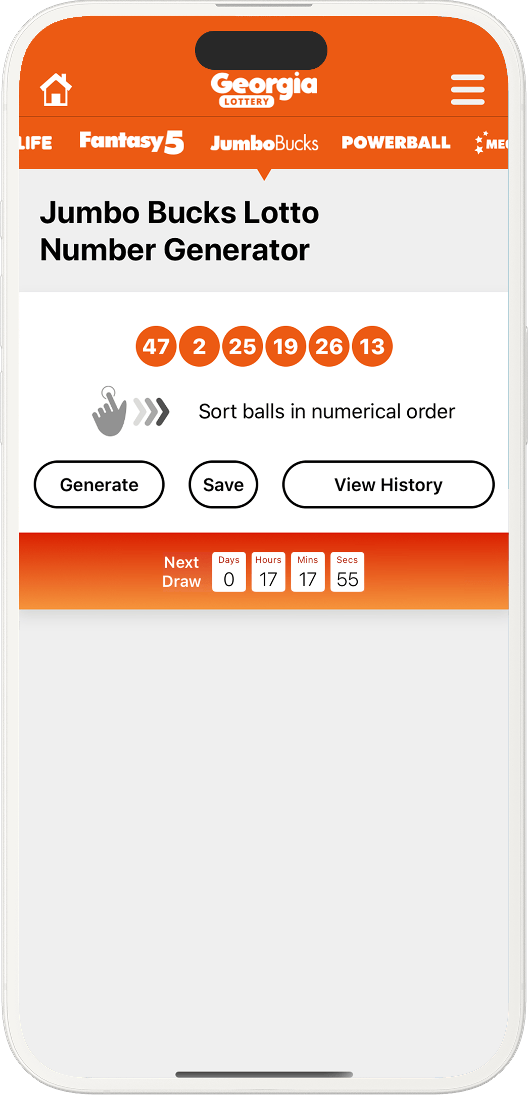 An image showing the Georgia app generator screen