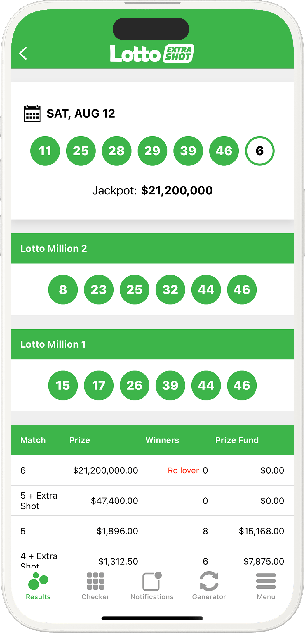 An image showing the Illinois app results pages