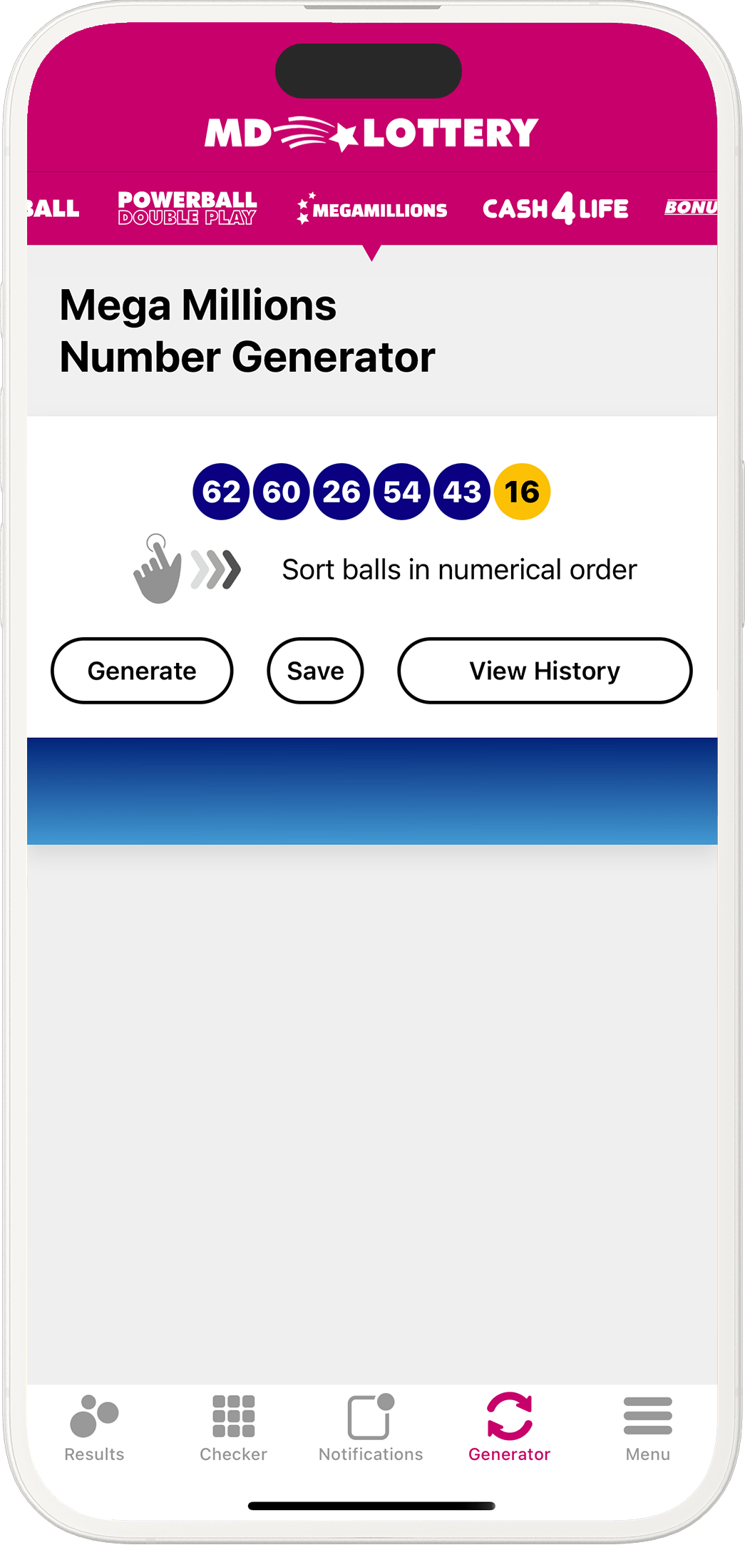 An image showing the Maryland app generator screen