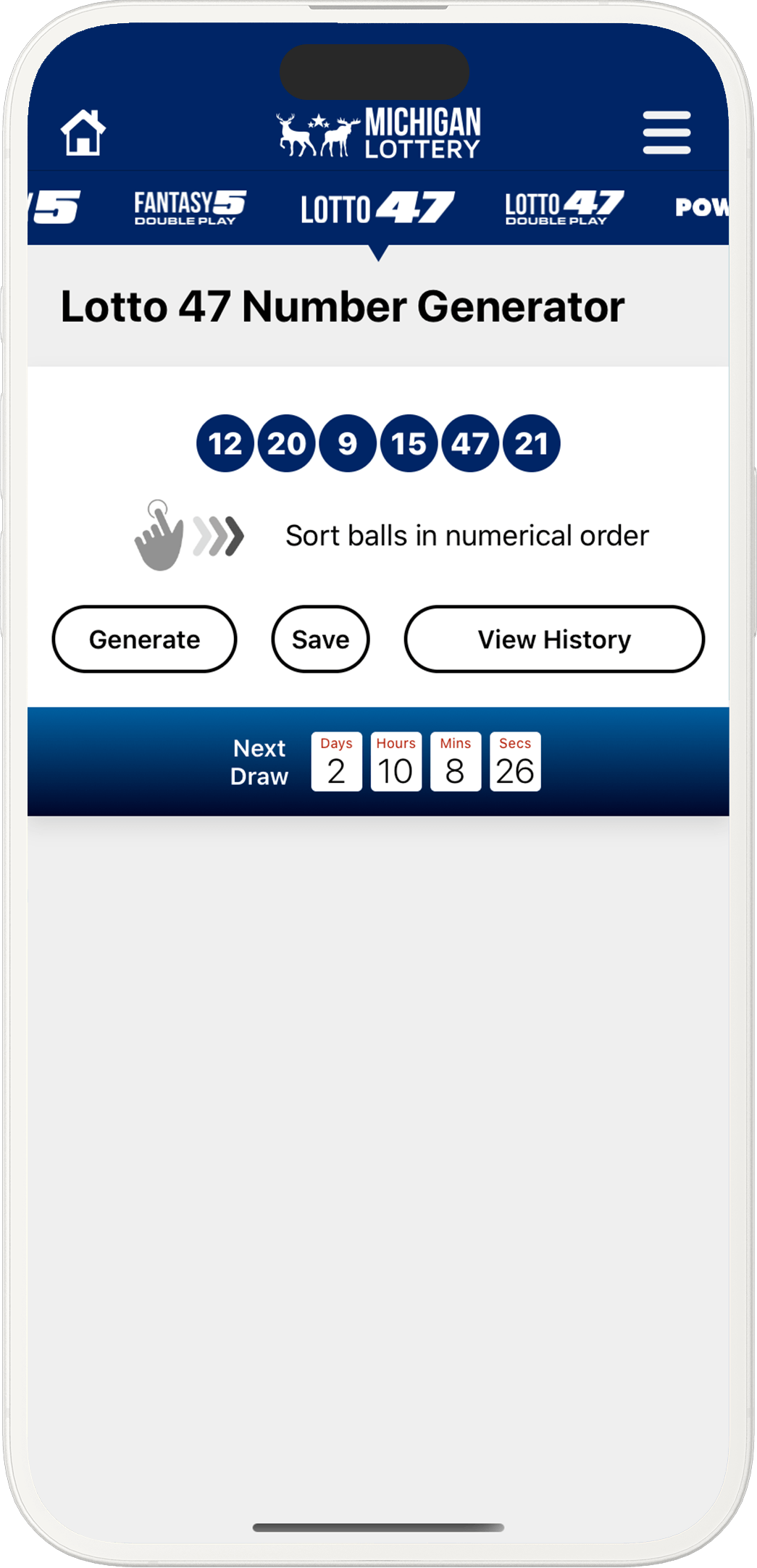 An image showing the Michigan app generator screen