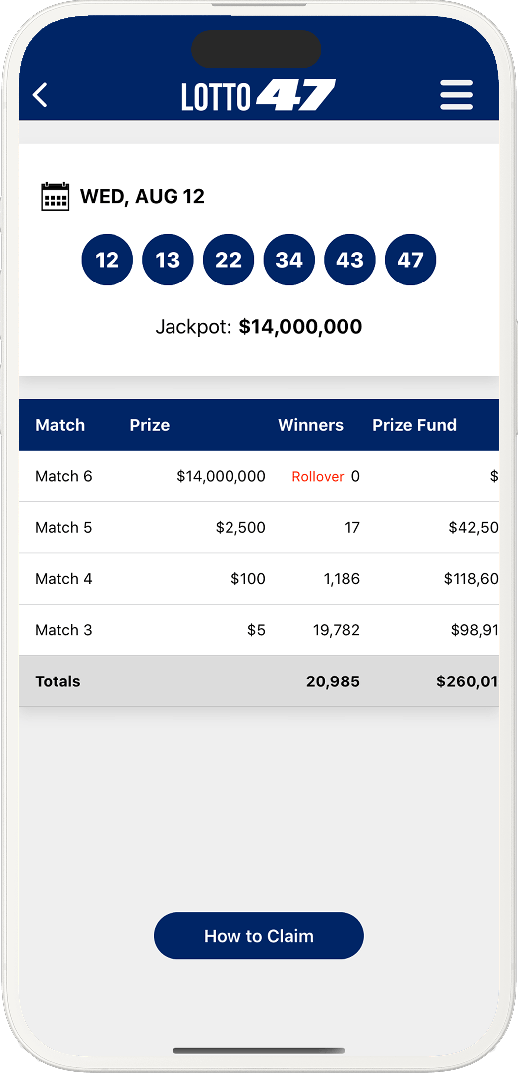 An image showing the Michigan app results pages