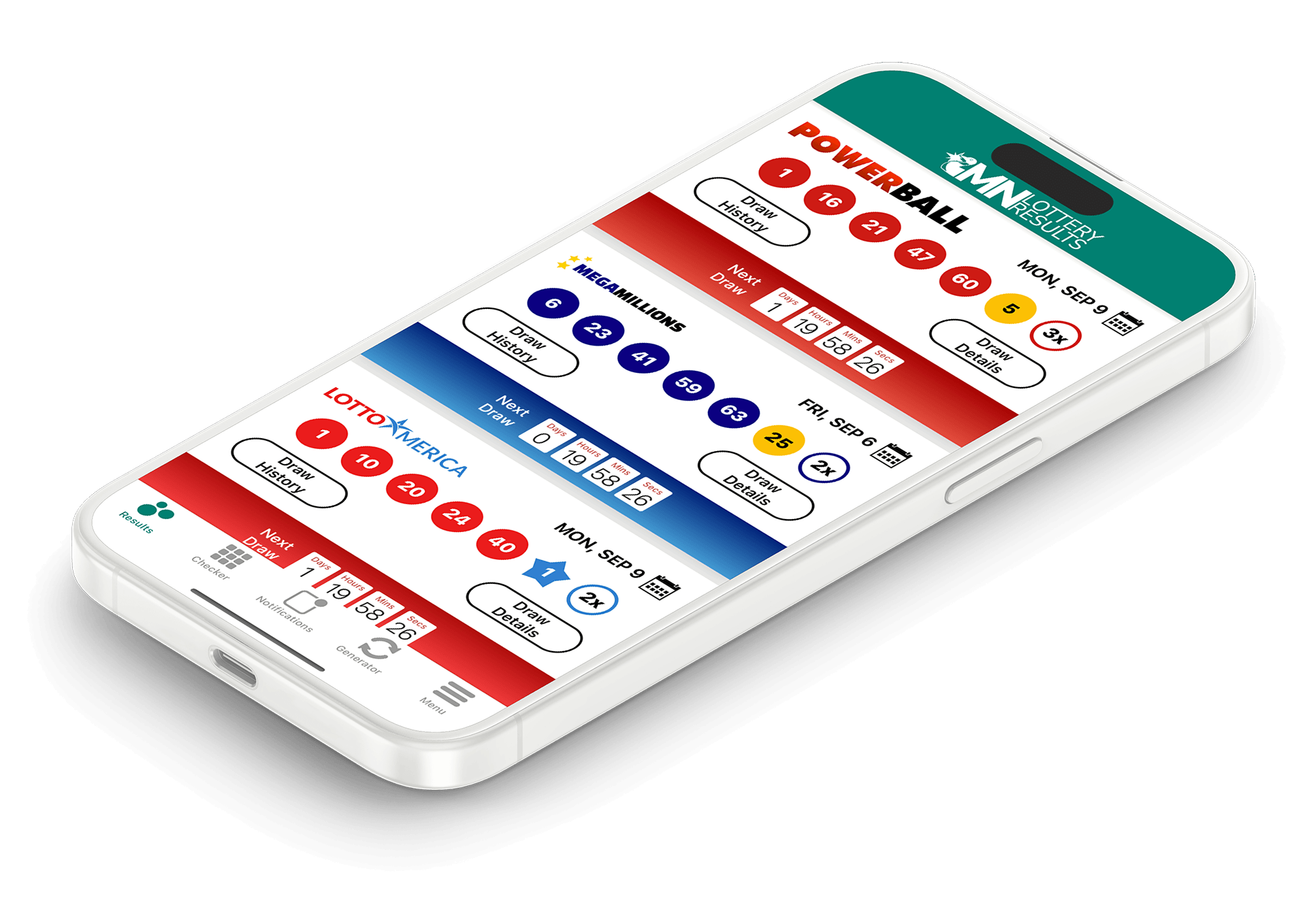 Image of the Minnesota Lottery Results app on iOS