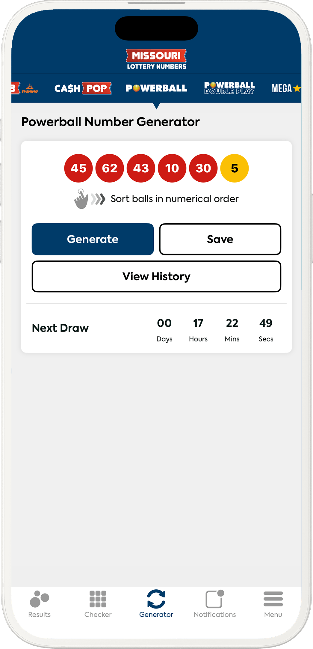 An image showing the Missouri app generator screen