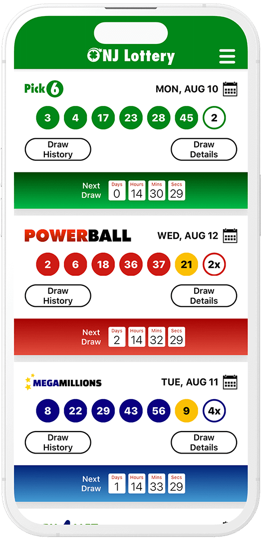 Image of the New Jersey Lottery Results app on iOS