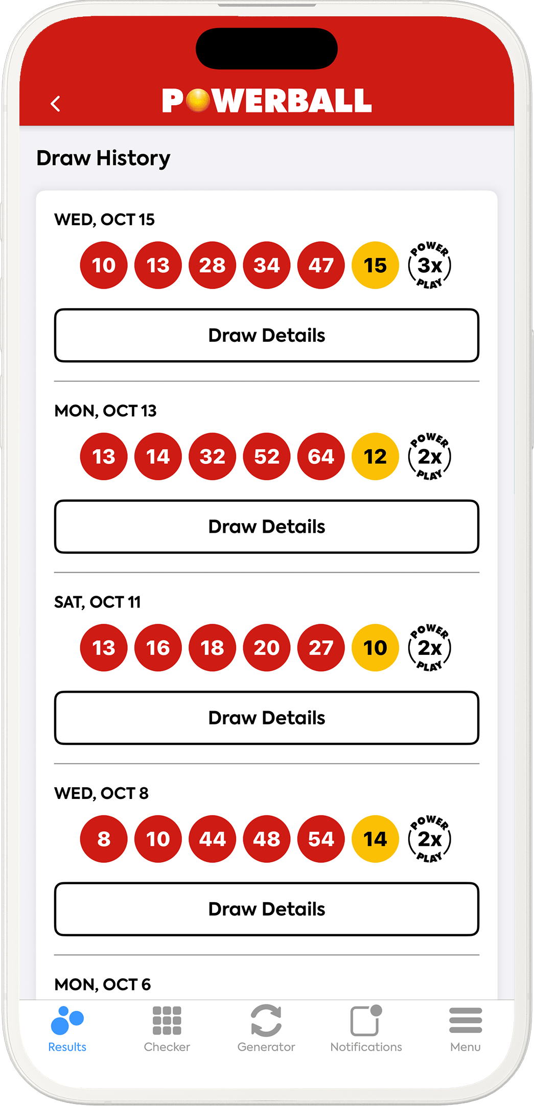 An image showing the North Carolina app results pages