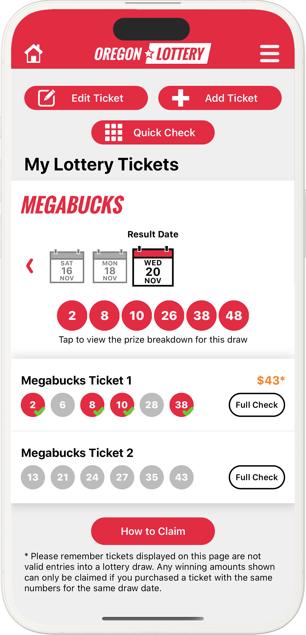 An image showing the Oregon app checker screen