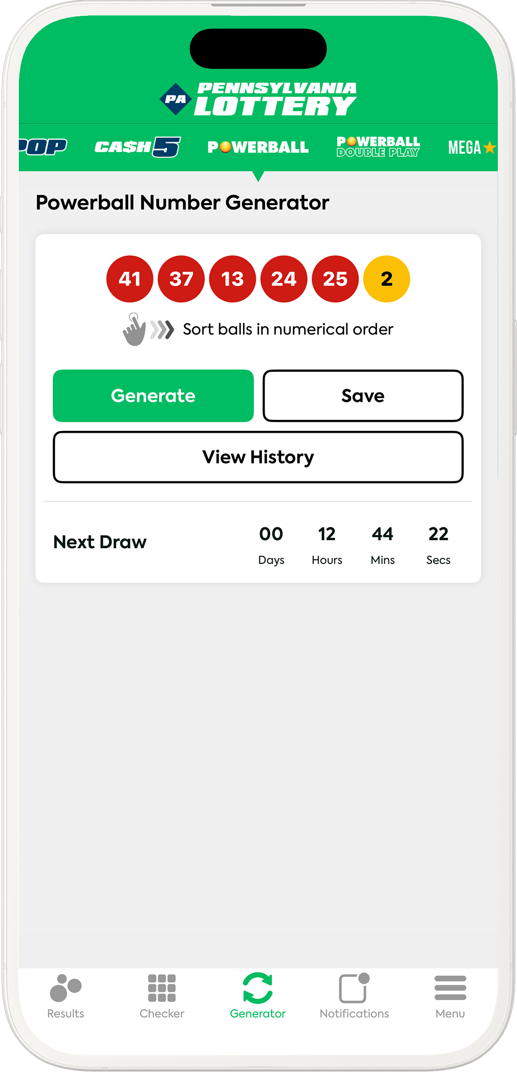 An image showing the Pennsylvania app generator screen