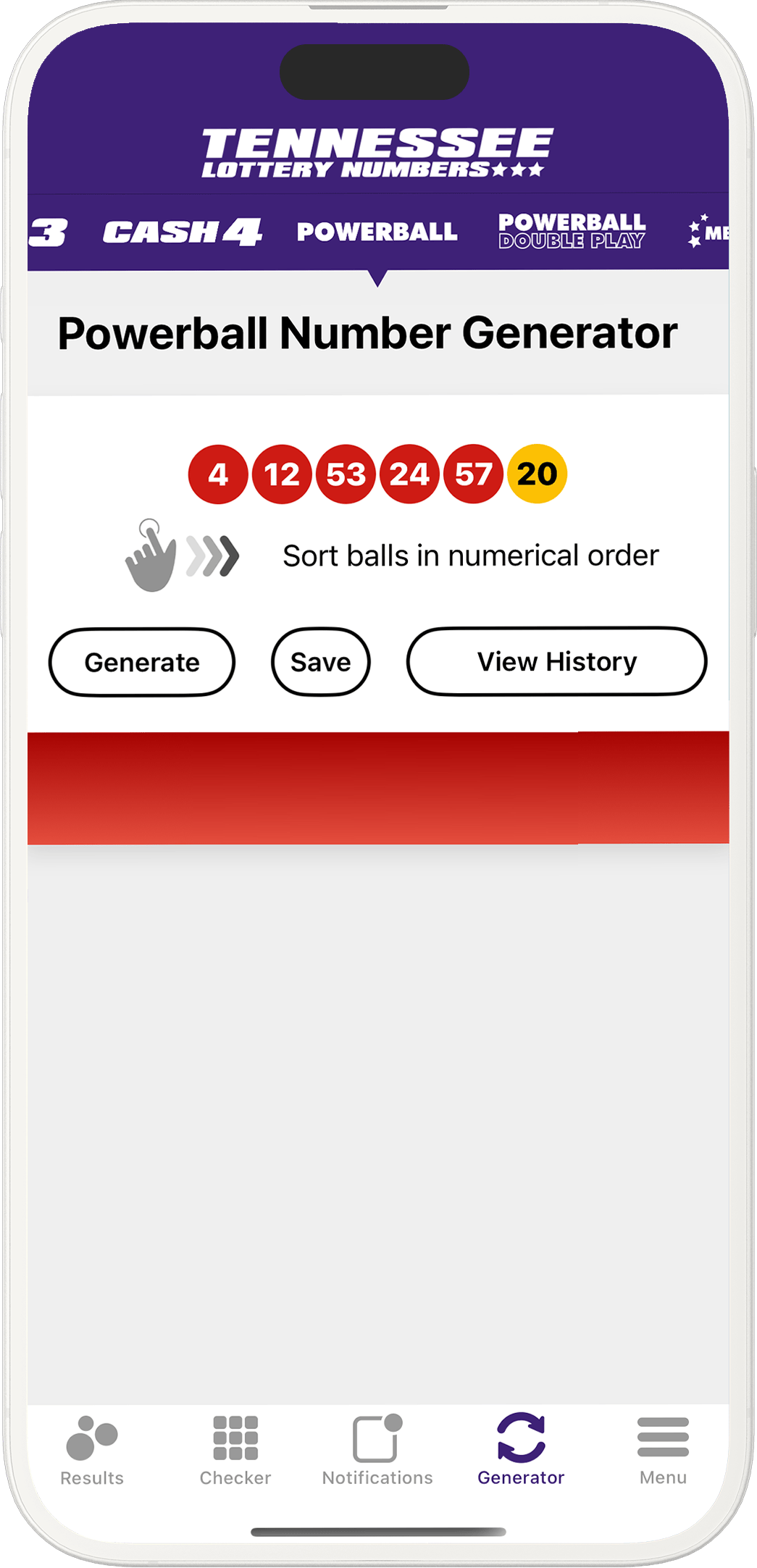 An image showing the Tennessee app generator screen