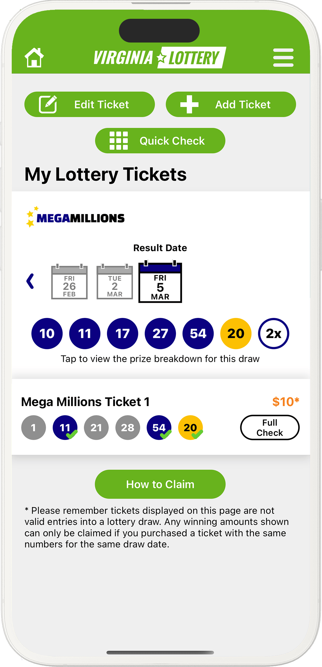 An image showing the Virginia app checker screen