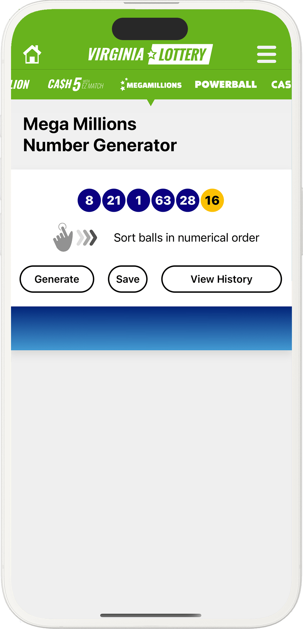 An image showing the Virginia app generator screen